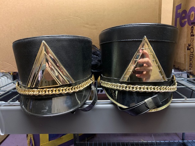 153 Black Shakos with Gold Triangle Emblem (may also be purchased in smaller sets)
