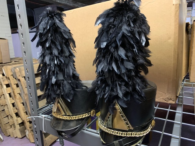 153 Black Shakos with Gold Triangle Emblem (may also be purchased in smaller sets)
