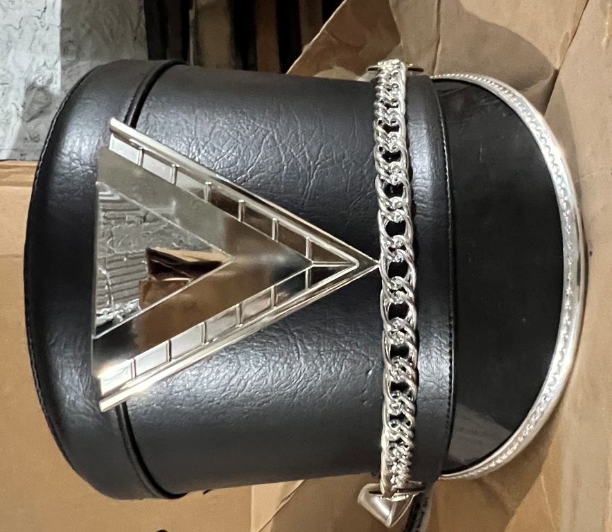 28 Black Shakos with Inverted Silver Triangle Emblem